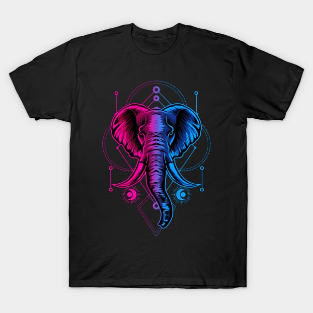 Sacred Geometry Elephant Head T-Shirt by EdStark